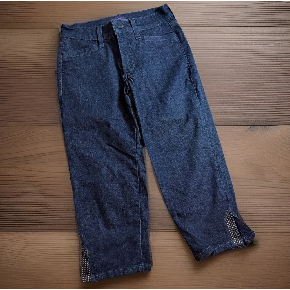 Vintage NYDJ Not Your Daughter's Jeans Crop Stretch Dark Studded 0P USA NEW